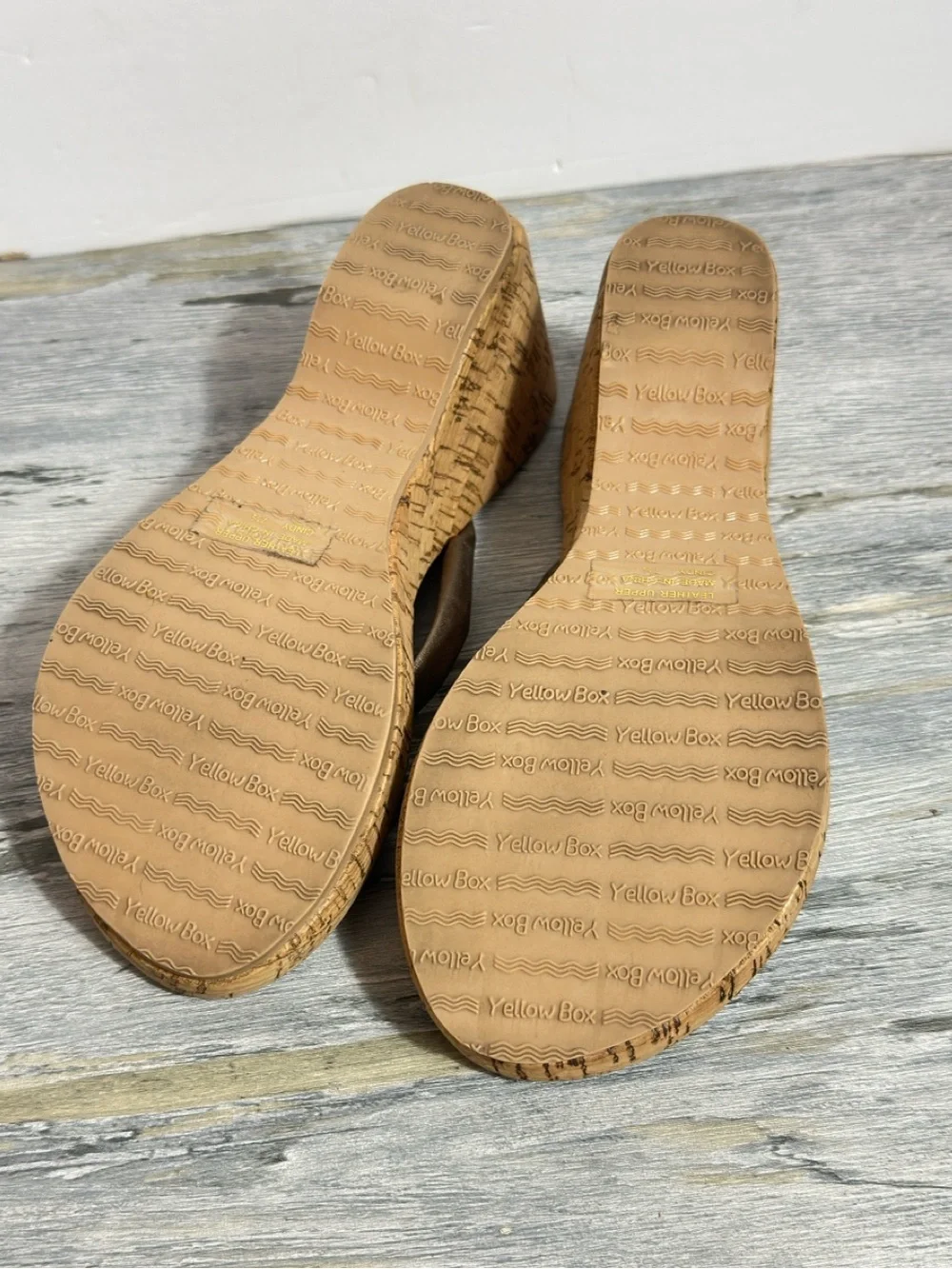 Yellow Box‎ Wedge Slide Sandals with Rhinestone Buckle - Bronze women’s size 7.5
